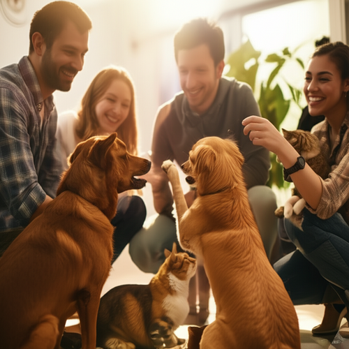 Here is the alt_text: "Illustration about how having pets can improve negotiation skills, based on scientific studies, highlighting empathy, trust, and creativity."