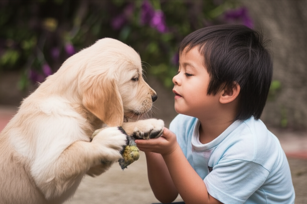 Here is the rewritten text, within the 100 character limit: alt_text: "Pets teach social skills, empathy, and negotiation to kids, backed by scientific data and practical examples. 🐾"